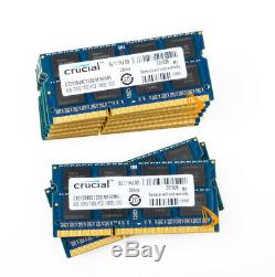 10PCS For Crucial 4GB 2RX8 PC3-10600S DDR3 1333Mhz SODIMM Laptop Memory RAM #&