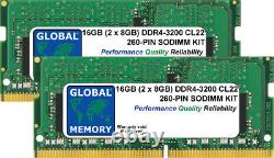 16GB (2 x 8GB) DDR4 3200MHz PC4-25600 260-PIN SODIMM MEMORY RAM KIT FOR LAPTOPS