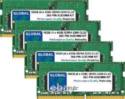 16GB (4 x 4GB) DDR4 3200MHz PC4-25600 260-PIN SODIMM MEMORY RAM KIT FOR LAPTOPS