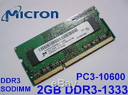 2GB DDR3L-1333 PC3L-10600 1333MHz MICRON MT8KTF25664HZ-1G4M1 LAPTOP MEMORY RAM