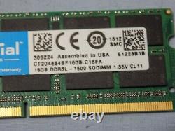 2X16GB (32GB) Laptop CRUCIAL Memory Ram DDR3L 1600mhz PC3-12800S 204PIN soDIMM