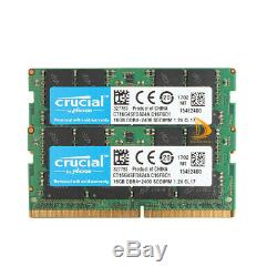 32 GB Crucial 2x16G 2RX8 DDR4-2400T 2400Mhz PC4-19200 SO-DIMM Laptop Memory RAM