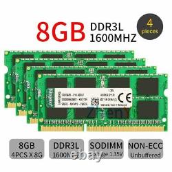 32GB 16GB 8GB PC3L-12800S DDR3L 1600 204Pin 1.35V Laptop RAM For Kingston Lot UK