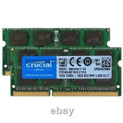 32GB (2X 16GB) DDR3L 1600 MHz PC3L-12800 204PIN SODIMM Laptop CRUCIAL Memory Ram