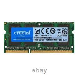 32GB (2X16GB) DDR3L 1600MHz PC3L-12800S 204PIN SODIMM CRUCIAL Laptop Memory Ram