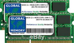 32GB (2x16GB) DDR3 1866MHz PC3-14900 204-PIN SODIMM MEMORY RAM KIT FOR LAPTOPS