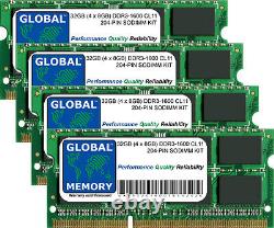 32GB (4x8GB) DDR3L 1600MHz PC3L-12800 204-PIN SODIMM MEMORY RAM KIT FOR LAPTOPS