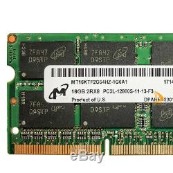 32GB Micron 2x 16GB 2RX8 PC3L-12800 DDR3-1600Mhz Laptop RAM SODIMM Memory 204Pin