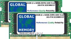 64GB (2x32GB) DDR4 3200MHz PC4-25600 260-PIN SODIMM MEMORY RAM KIT FOR LAPTOPS