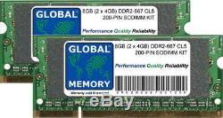 8GB (2 x 4GB) DDR2 667MHz PC2-5300 200-PIN SODIMM MEMORY RAM KIT FOR LAPTOPS