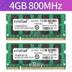 8GB 2x 4GB PC2-6400 DDR2-800MHz 200Pin SODIMM Notebook Memory RAM For Crucial UK