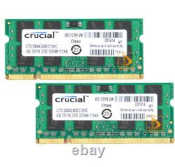 8GB Crucial 2X 4GB 2RX8 PC2-6400 DDR2-800MHz 200pin SODIMM RAM Laptop Memory @