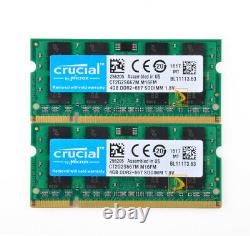 8GB Crucial 2pcs 4GB 2Rx8 PC2-5300S DDR2 667Mhz 200Pin RAM Memory Laptop SO-DIMM