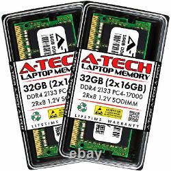 A-Tech 32GB 2x 16GB PC4-17000 Laptop SODIMM DDR4 2133MHz 2Rx8 Memory RAM 16G 32G