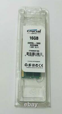 Crucial 16GB CT204864BF160B. C16FA DDR3L-1600MHz 204Pin SoDIMM Laptop Memory RAM