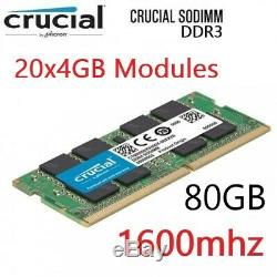 Crucial 20 x 4GB DDR3L 1600Mhz 80GB Laptop RAM Memory Kit