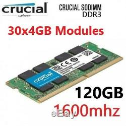 Crucial 30 x 4GB DDR3L 1600Mhz 120GB Laptop RAM Memory Kit