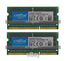 Crucial 32GB 2x 16GB DDR3 1600 MHz PC3L-12800s 1.35V Sodimm Laptop Memory Ram