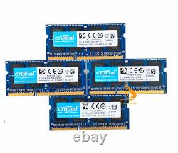 Crucial 4x 8GB 2Rx8 PC3-12800S DDR3-1600Mhz SODIMM Laptop Memory RAM 204Pin @DD