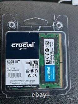 Crucial 64GB (2x32GB Kit) DDR4 PC4-21300 Laptop SO-DIMM RAM Memory 2666MHz