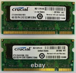 Crucial 8GB 2 X 4GB PC2-6400s DDR2-800 200pin SODIMM Laptop Memory RAM Upgrade 2