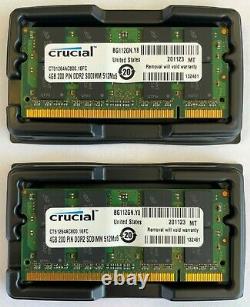 Crucial 8GB 2 X 4GB PC2-6400s DDR2-800 200pin SODIMM Laptop Memory RAM Upgrade 4