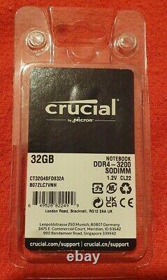 Crucial RAM 32 GB DDR4 3200 MHz CL22 Laptop Memory