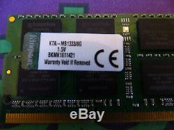 Kingston 16gb 2 x 8GB PC3 10600 1333 DDR3 Sodimm Laptop Apple RAM Memory
