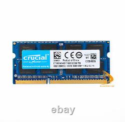LOT Crucial 20X 8GB 2Rx8 PC3L-12800S DDR3L-1600Mhz SODIMM Laptop Memory RAM 1.35