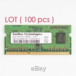 Lot (100 PCs) 4GB DDR3-1600 PC3-12800 SanMax LAPTOP Memory SODIMM RAM SanMax
