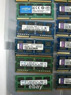 Lot of 30 4GB DDR3 DDR3L PC3 So-Dimm Laptop RAM Memory 1333MHz-1600MHz