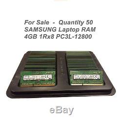 Lot of 50 -SAMSUNG 4GB 1Rx8 DDR3 PC3L-12800S Laptop RAM Memory